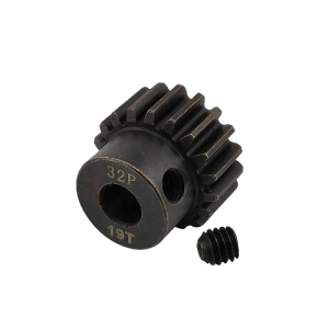 5mm Bore 32DP - 19T Hardened Steel Motor Pinions Gear - Black with M4 set screw