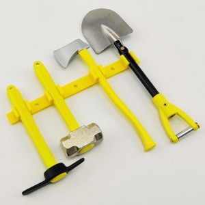 Metal Hammer Pickaxe Axe and Shovel Set with Plastic Color Mount - Yellow  95x8mm for 1/10 RC Crawler