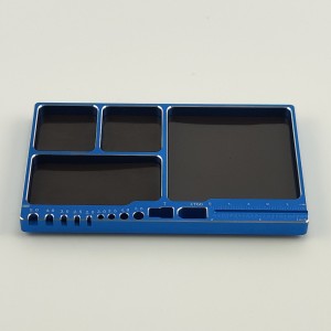Alloy Multifunctional Screw & Parts Tray - Blue Screw Length (0-5cm) & Size (M2.0-5.0) Measuring  Soldering Jigs for Bullet 3.0-5.0mm, XT60, T-Pug/Deans,  Size: 159*100x11mm  Weight: 214g