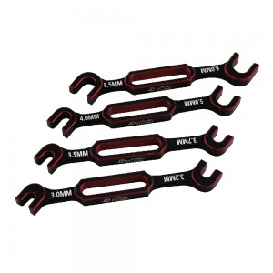 Aluminum RC Turnbuckle Wrench Set for 1/10 and 1/8 Scale Vehicles: Red  3.0/3.2mm, 3.5/3.7mm, 4.0/5.0mm, 5.5/6.0mm