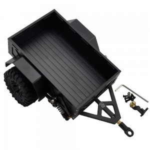 Alloy Mini Ball Cup Hitch Mount Trailer Kit for 1/18 1/24 Crawler: Black (130+65)x130x72mm Total Length: 195mm