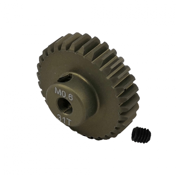 3.175 Bore M0.6 - 31T Aluminum 7075 Hard Coated Motor Pinions Gear - Ti Gold with M3 set screw