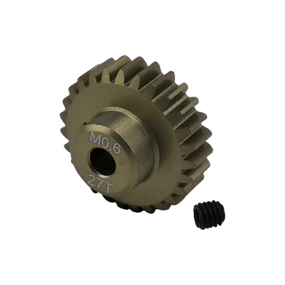3.175 Bore M0.6 - 27T Aluminum 7075 Hard Coated Motor Pinions Gear - Ti Gold with M3 set screw