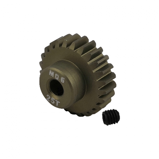 3.175 Bore M0.6 - 25T Aluminum 7075 Hard Coated Motor Pinions Gear - Ti Gold with M3 set screw