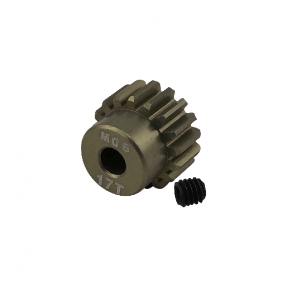 3.175 Bore M0.6 - 17T Aluminum 7075 Hard Coated Motor Pinions Gear - Ti Gold with M3 set screw