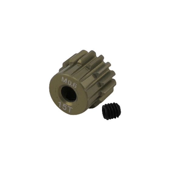 3.175 Bore M0.6 - 15T Aluminum 7075 Hard Coated Motor Pinions Gear - Ti Gold with M3 set screw
