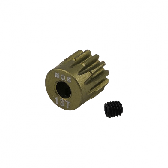 3.175 Bore M0.6 - 13T Aluminum 7075 Hard Coated Motor Pinions Gear - Ti Gold with M3 set screw