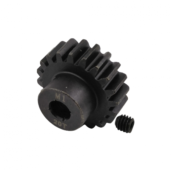 5mm Bore M1 - 20T Hardened Steel Motor Pinions Gear - Black with M4 set screw