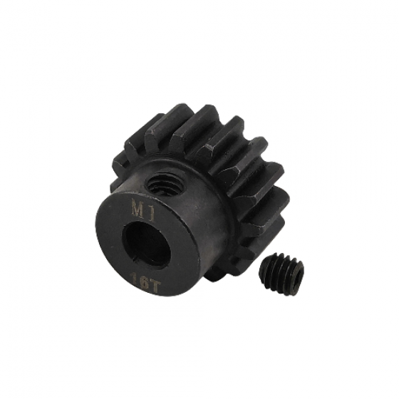 5mm Bore M1 - 16T Hardened Steel Motor Pinions Gear - Black with M4 set screw