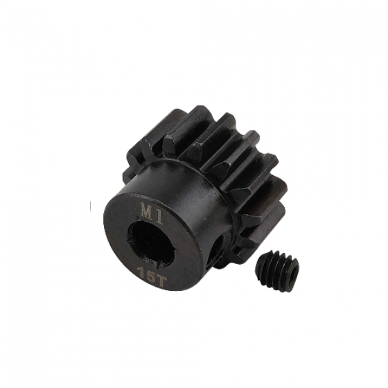5mm Bore M1 - 15T Hardened Steel Motor Pinions Gear - Black with M4 set screw
