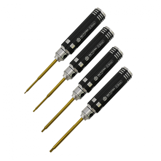 Classic Mini Allen Wrench Set - Black A 4pcs Hex0.9/1.3/1.5/2.0 x 110mm  Tit-Coated Tips 4pcs/set Handle Dia: 14mm