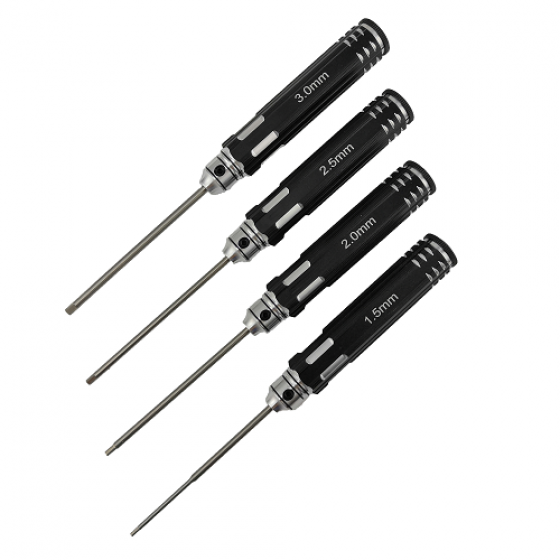 White Steel Allen Wrench Set - B Black  4pcs RTT11028A Hex1.5 x 180mm RTT11028B Hex2.0 x 180mm RTT11028C Hex2.5 x 180mm RTT11028D Hex3.0 x 180mm White Steel Tips 4pcs/set