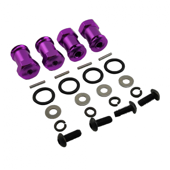 Wheel Hex Adaptor +15 Extensions - Alloy Red / Black / Blue / Purple