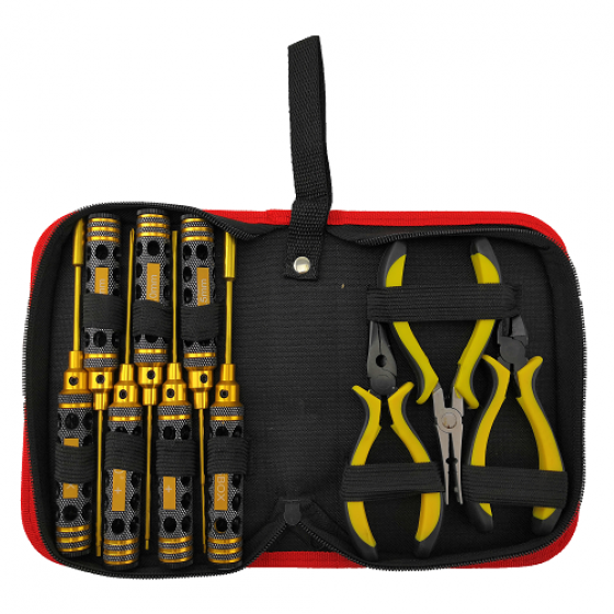 Complete Premium 10 in 1 Tool Tool Kit Bag - Mixed 10pcs Set: Black/Gold