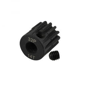 5mm Bore 32DP - 14T Hardened Steel Motor Pinions Gear - Black with M4 set screw
