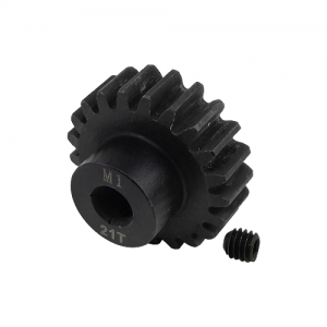5mm Bore M1 - 21T Hardened Steel Motor Pinions Gear - Black with M4 set screw