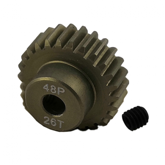 3.175 Bore 48DP - 26T Aluminum 7075 Hard Coated Motor Pinions Gear - Ti Gold with M3 set screw