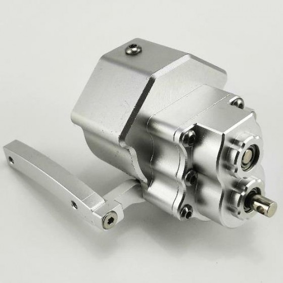 Front Forwarded Alloy Motor Gear Drive Case with Gears for SCX10 II - Silver
