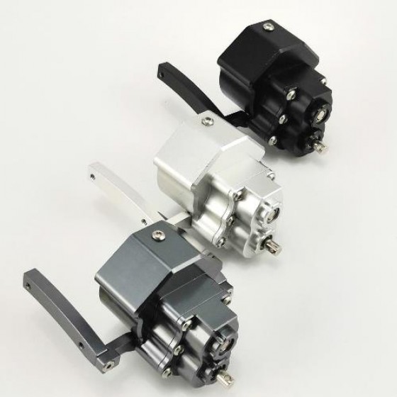 Front Forwarded Alloy Motor Gear Drive Case with Gears for SCX10 II - Silver