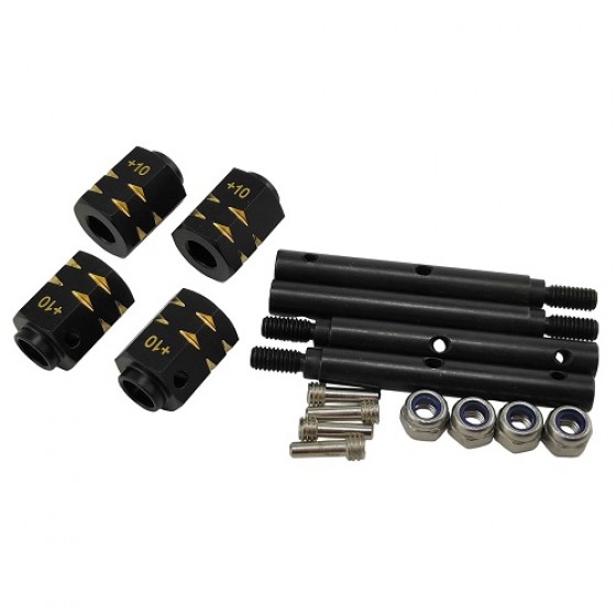 Wheel Hex Adaptor +10 Extensions - Black Brass Weight for SCX10 / II / III / TRX4