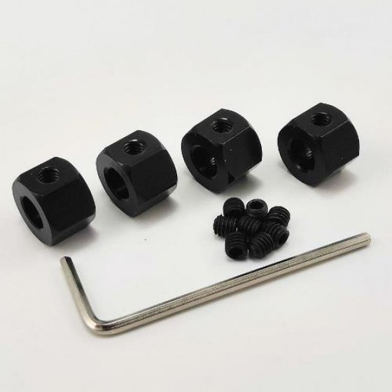 5mm to 12mm Wheel Hex Adaptor - Black (for WPL and MN models)