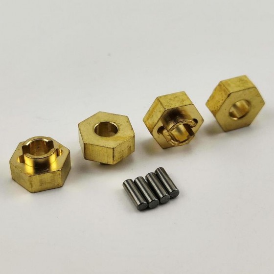 Brass Wheel Hex Adaptor for SCX24 (Brass Stock Wheels hub 7mm hex)