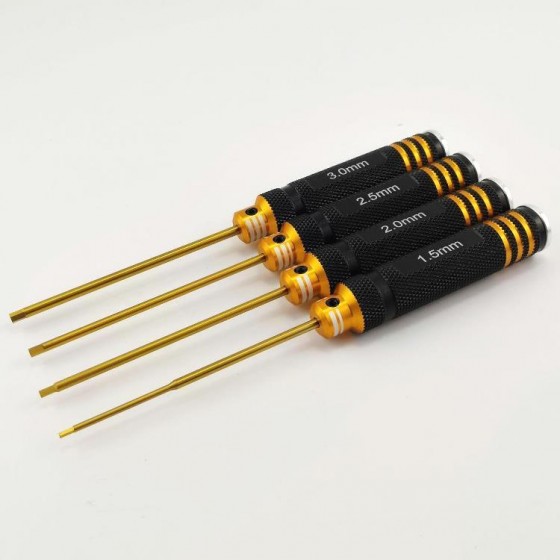 Classic Allen Wrench Set Hex1.5/2.0/ 2.5/3.0mm - C Black Gold 4pcs Titanium Coated Tips