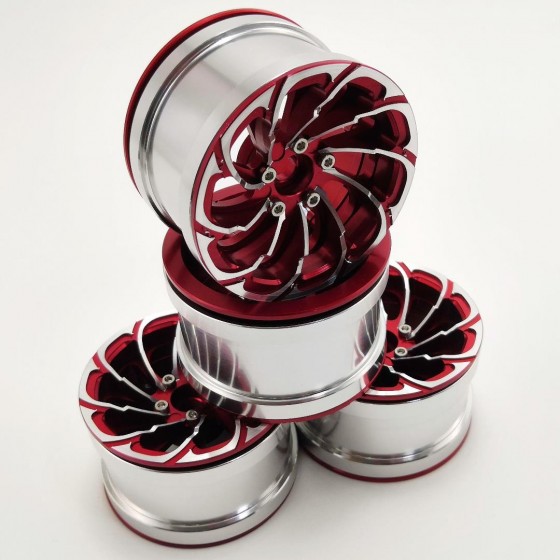Spin Fire Red ​2.2'' Aluminum Beadlock Crawler Wheels 4pcs