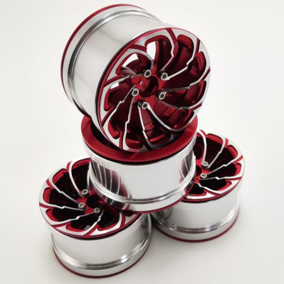 Spin Fire Red ​2.2'' Aluminum Beadlock Crawler Wheels 4pcs