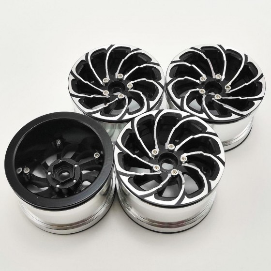Spin Fire Black 2.2'' Aluminum Beadlock Crawler Wheels 4pcs