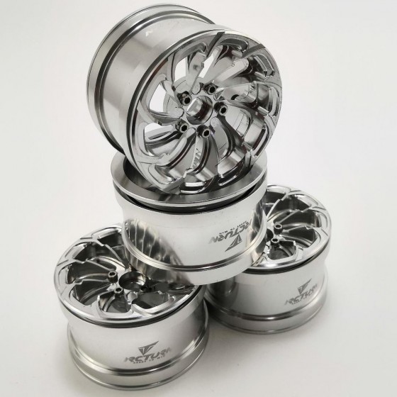 Spin Fire Silver 2.2'' Aluminum Beadlock Crawler Wheels 4pcs