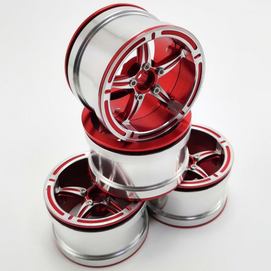 Cool Star Red ​2.2'' Aluminum Beadlock Crawler Wheels 4pcs