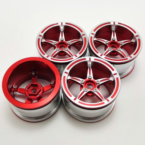 Cool Star Red ​2.2'' Aluminum Beadlock Crawler Wheels 4pcs