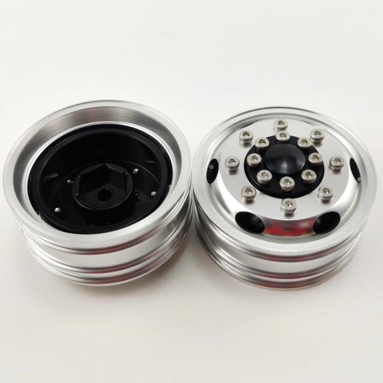 Aluminum Front Rim Silver For 1/14 Tractor Trucks A: Hex Hub