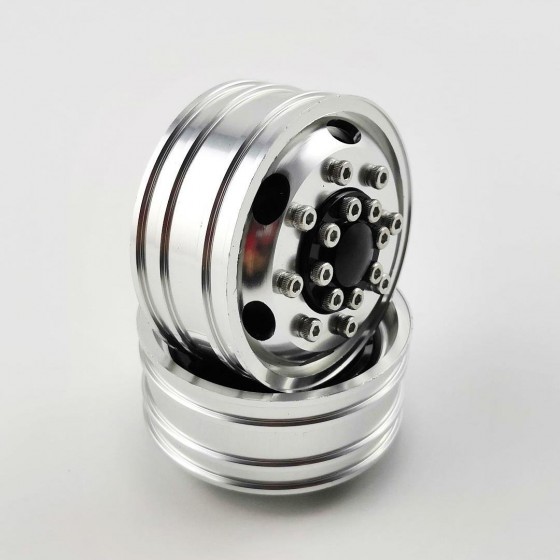 Aluminum Front Rim Silver For 1/14 Tractor Trucks B: Bearing Hub