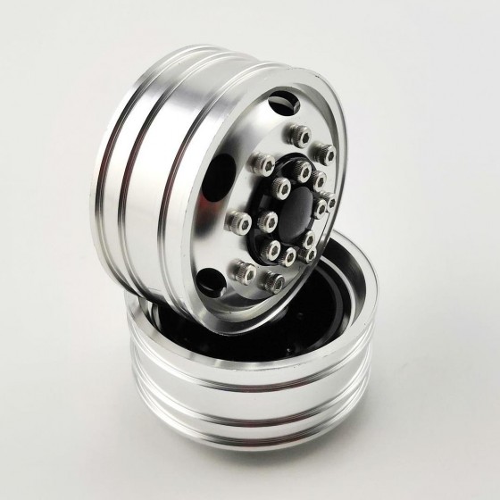 Aluminum Front Rim Silver For 1/14 Tractor Trucks B: Bearing Hub
