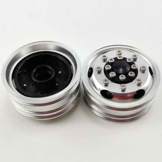 Aluminum Front Rim Silver For 1/14 Tractor Trucks B: Bearing Hub