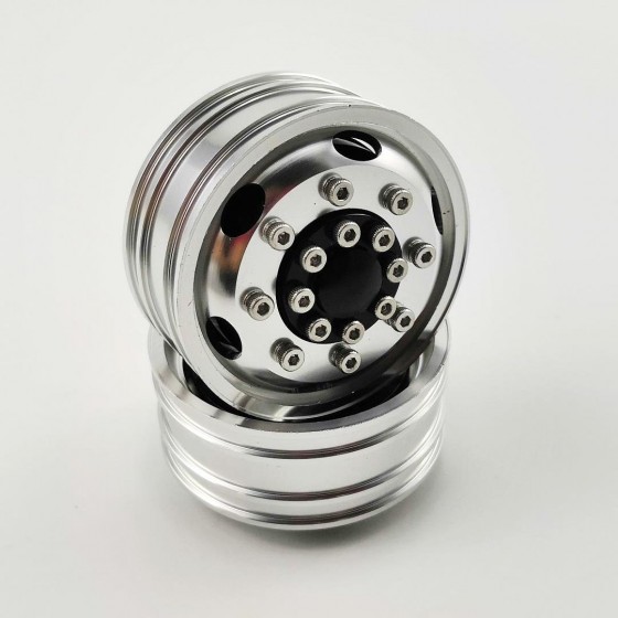 Aluminum Front Rim Silver For 1/14 Tractor Trucks B: Bearing Hub
