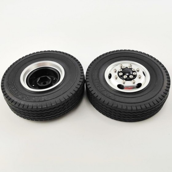 Aluminum Front Rim Silver with Tires For 1/14 Tractor Trucks A: Hex Hub