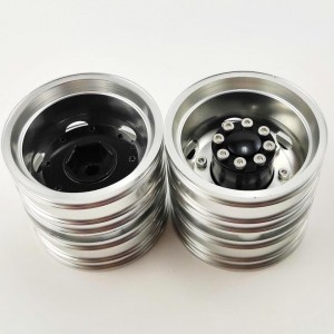 Aluminum Rear Wheel Rims Silver For 1/14 Tractor Trucks