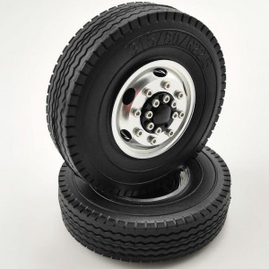 Aluminum Front Rim Silver with Tires For 1/14 Tractor Trucks A: Hex Hub