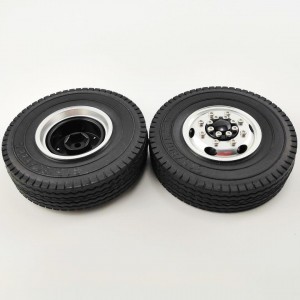 Aluminum Front Rim Silver with Tires For 1/14 Tractor Trucks A: Hex Hub
