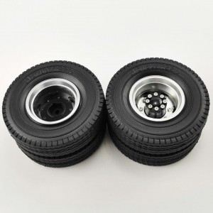 Aluminum Rear Rim Silver with Tires For 1/14 Tractor Trucks