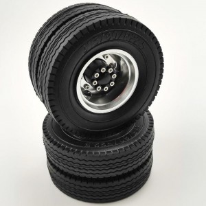 Aluminum Rear Rim Silver with Tires For 1/14 Tractor Trucks