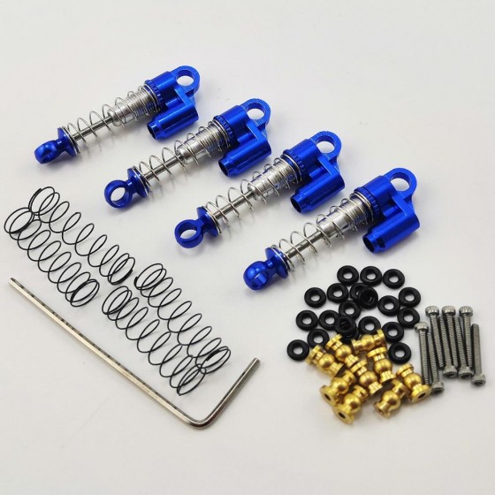 Blue Alloy Shock / Damper Set for SCX24 (Aluminum Threaded Mini/Micro Shocks)
