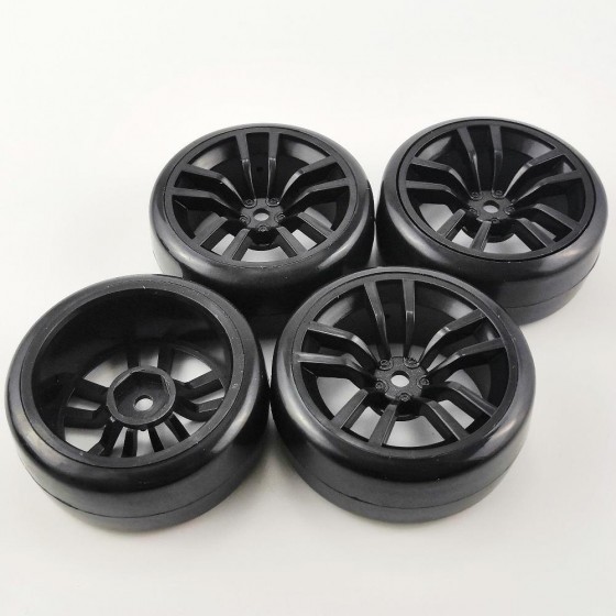 A1 Type - Black 1/10 Drifting Tires for HSP94123, Hex12mmHub 62x26mm,  4pcs/set without gluded