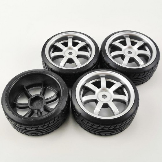 A1 Type - Black 1/10 Drifting Tires for HSP94123, Hex12mmHub  62x26mm,   4pcs/set without gluded