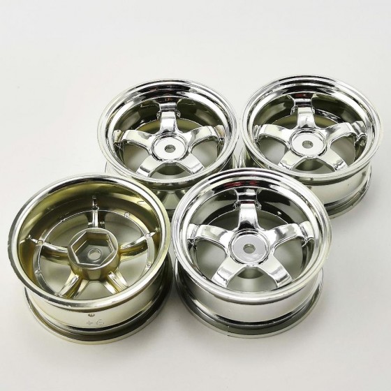 1/10 Drift Wheels Chrome - Silver (Offset) +6 52x26mm 4pcs/set