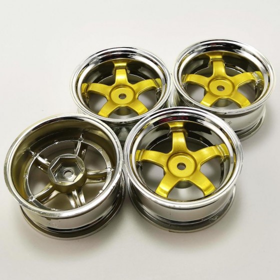 1/10 Drift Wheels Chrome - Gold (Offset) +6 52x26mm 4pcs/set