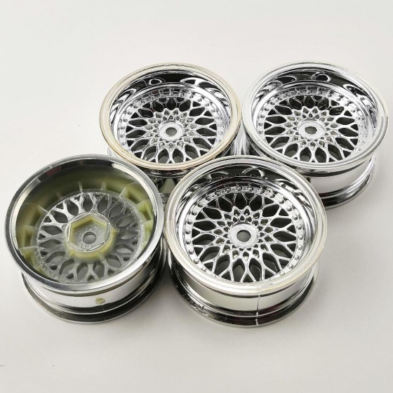 1/10 Drift Wheels Chrome - Silver (Offset) +6 52x26mm 4pcs/set